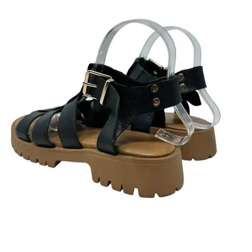 275 Central Isaiah Sandals Fisherman Chunky Leather Black Size 40 US 10