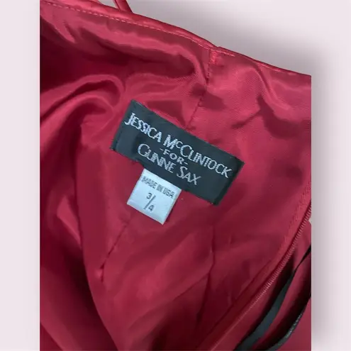 Gunne Sax Vintage Jessica McClintock Ruby Red Gown size 3/4