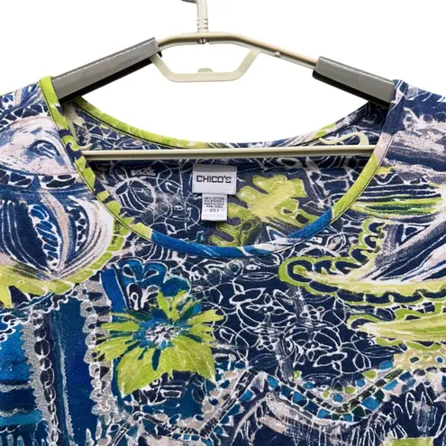 Chico's  Womens Shirt Size XL Bohemian Floral Print Art to Wear‎ Abstract Festival