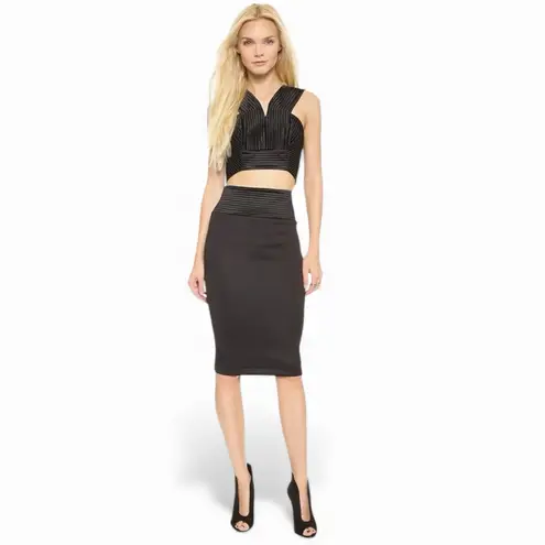 Robert Rodriguez Black High Waist Band Scuba Midi Pencil Skirt Size 0