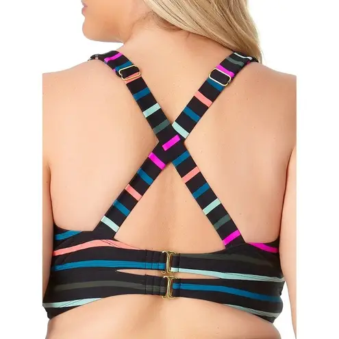 Terra & Sky  Women's Plus 2X Over the Rainbow Stripe Pushup Swimsuit Top NWOT