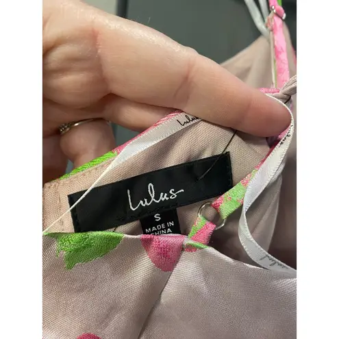 NEW Lulus Setting the Mood Blush Pink Floral Jacquard Shift Dress Size S b58
