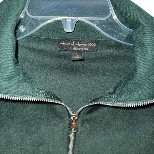House of Harlow 1960 Pullover Womens small Green Velour Sleepwear Quarter Zip