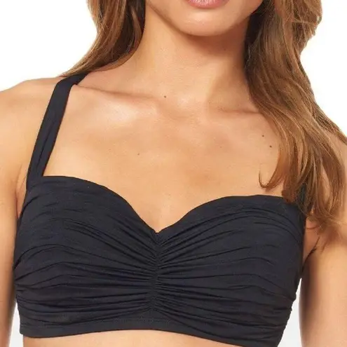 Bleu Rod Beattie Bikini Top Size 40 D NWT Black Shirred Underwire D Cup Swim