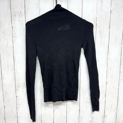 Twelfth Street by Cynthia Vincent Sweater Women Sz PS Ruffle Neck Long Sleeve Black