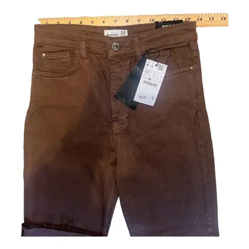 Stradivarius  Brown Slim Flare Jeans, Size 6