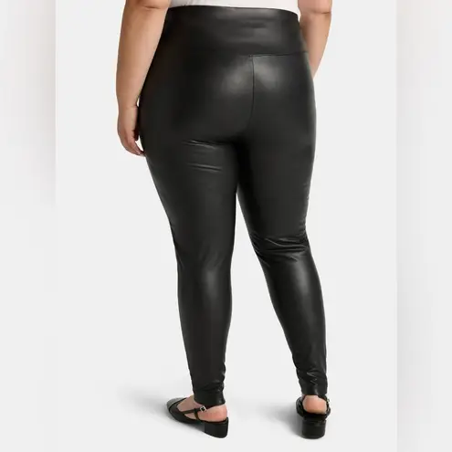 Terra & Sky NWT - Black Faux Leather Leggings