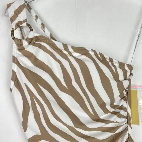 Michael Kors NWT MICHAEL  Animal Print One Shoulder O-Ring One Piece Swimsuit 6