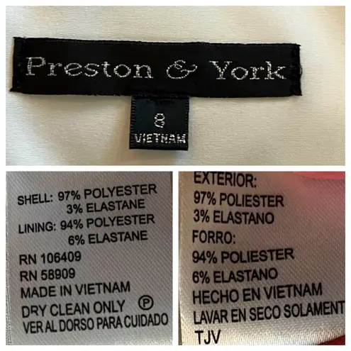 Preston & York Women’s Dress Sheath Classic Black White Color Block Size 8