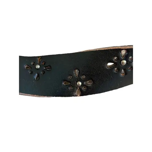 Set Of 2 Faux Leather Belts Size 7 Cowgirl Studded Embroidered Embellished Black