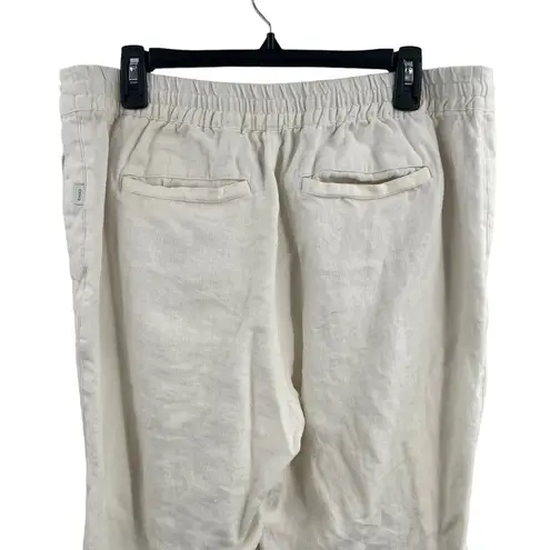 ONIA Womens Pant White Linen Casual Beach Relaxed Travel Vacation New Large