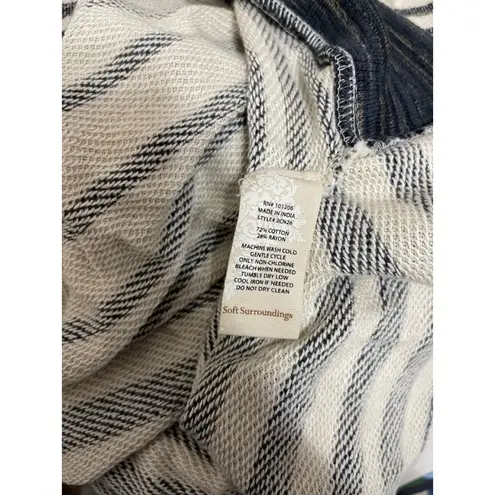 Soft Surroundings Women's Striped Hoodie S White Black