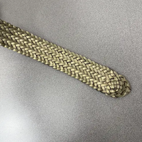 Chicos Woven Leather Belt Womens Gold Gem Buckle Embellished Bead Boho Wrap 52"