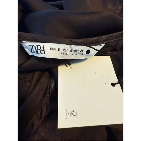 ZARA  Limited Edition Chocolate Brown Embroidered Camisole Size S