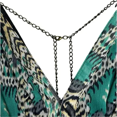 Arden B Arden Mini Fit & Flare Y2K Dress Black Green Unique Metal Straps Women’s…