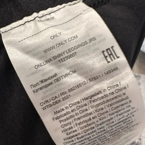 Only Onllina Shiny Pull On Mid Rise Black Leggings Size Medium