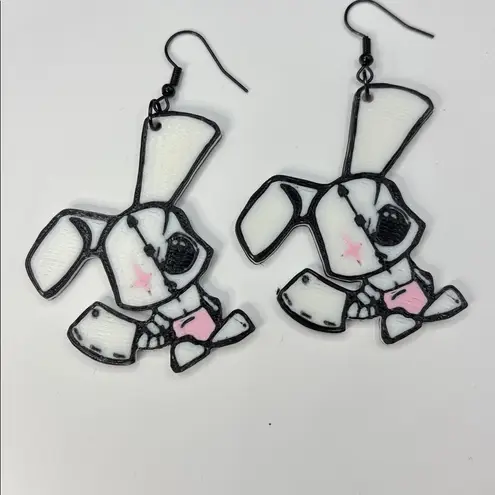 Spooky Bunny Skeleton Dangle Earrings – Halloween Cute & Creepy Pink