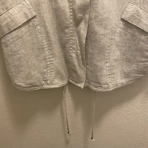 Poetry Viscose Linen Blend Utility Beige Jacket Size 8/10