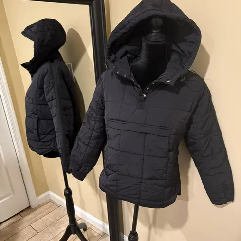 Quilted Hoodie Winter Jacket Ski Coat Parka Trench Bomber Mock Neck Oversized Top Black