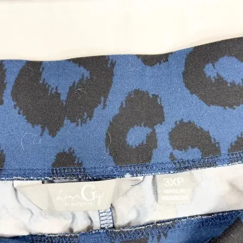LaunGy by Giuliana Plus Size 3XP Pants Blue Black Leopard Print Knit Stretch 147