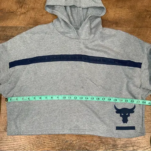 Under Armour  Project Rock The G.O.A.T. Loose Cropped Gray Hoodie with Bull Logo - Image 9