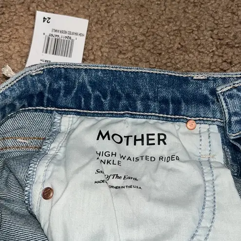 Mother Superior High Waisted Rider Ankle Straight Leg Jeans Salt of the Earth 24