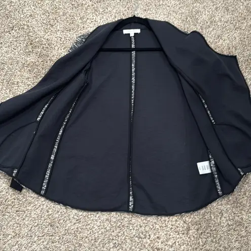 Ellen Tracy open front cardigan black and white woven cotton blend size M