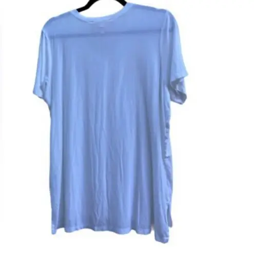 Sheryl Crow Size 1X White Short Sleeve Top Silver Metal Studs Rayon V