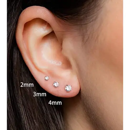 Tiny Rainbow CZ Flat Back Earrings Green