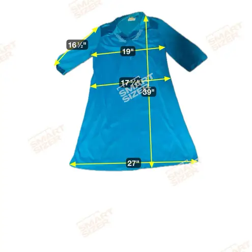 Vanity Fair Women's Small Turquoise Nightgown, Vintage Embroidered Nightwear - Image 4