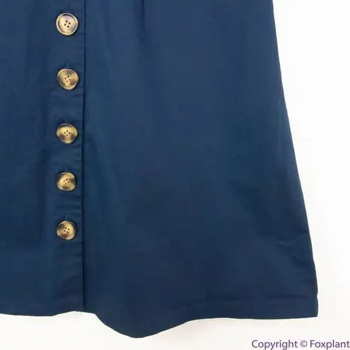 Eloquii Button Front A-Line Dress, navy blue, 16