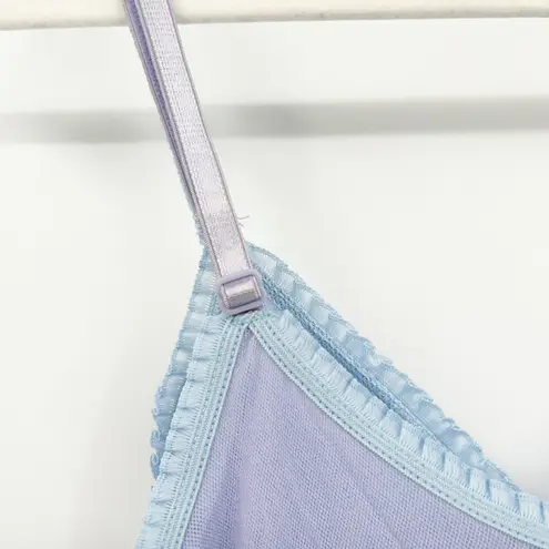 Womens Y2k Vintage Fairycore Fairy Pastel Coquette Sheer Ruched Cami Tank Top Purple Size XS