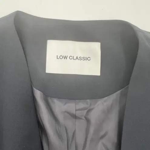 Low Classic Curved Neck Blazer Navy Blue