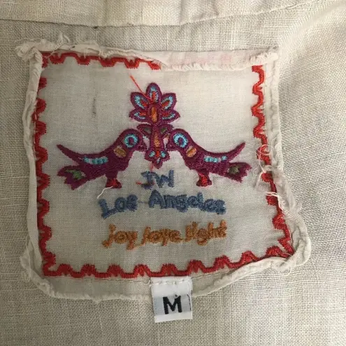 Johnny Was Kimono Cardigan Embroidered Boho Aztec Linen Multicolor Medium