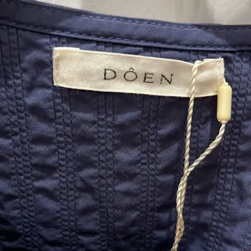 NWT Doen Blue Ruffle Collar Hickory Long Sleeve Blouse Top Atlantic Blue Size XXS