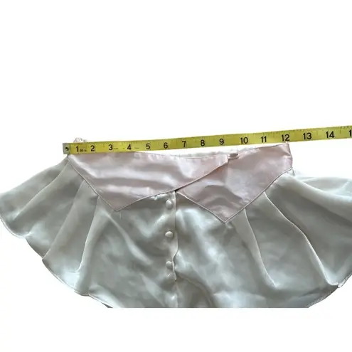 Apostrophe Vintage Intimates Satin Ivory Pink Pajama Set Embroidered Pocket FLAW