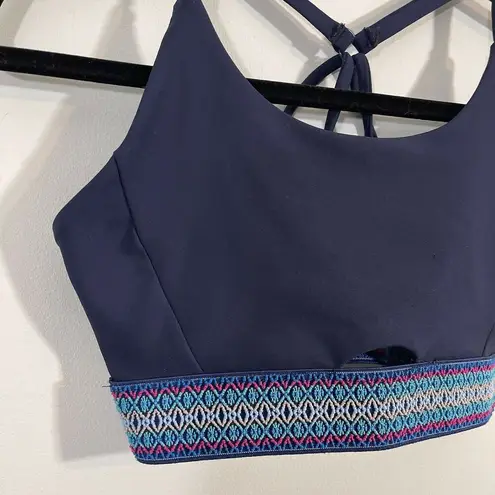 SoulCycle SOUL by  Women's Navy Embroidered Trim Sports Bra Size S