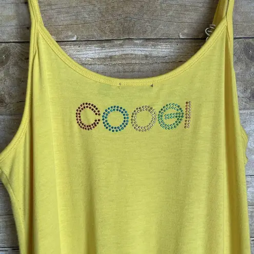 COOGI Bright Yellow Sundress With Ruffle & Chain Accent - Size 1X - Rhinestones