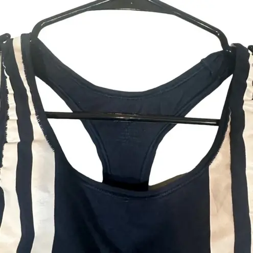 Calvin Klein  Black & White Striped Logo Trim Racerback Sports Bra Women Sz M