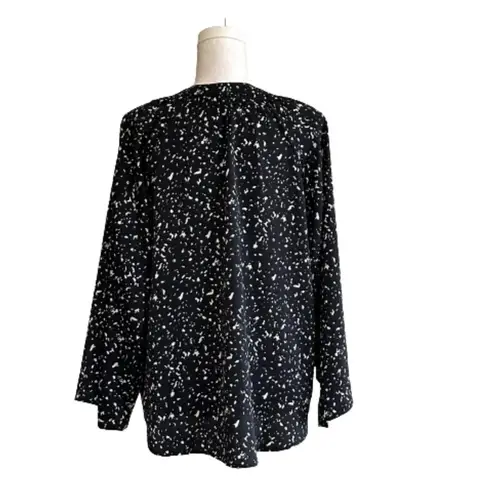 Bishop and Young Blouse Black White Speckled Wide Sleeve Tunic Top Size XS NEW