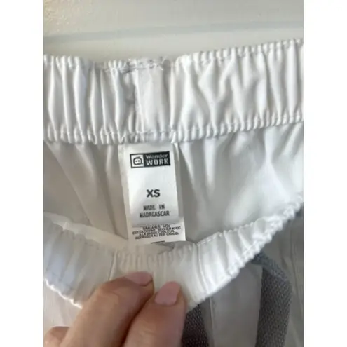 WonderWink Wonderwork Scrub Pant Women XS Cargo White NWOT pockets drawstring stretch waist