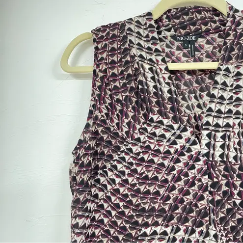 Nic+Zoe Purple Black Abstract Print Blouse Womens S Sleeveless Classic Preppy