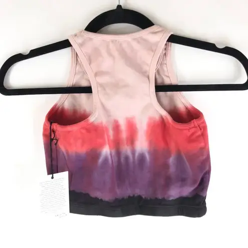 Electric & Rose Sports Bra Crop Top Tie Dye Stripe Pink Red Purple XS