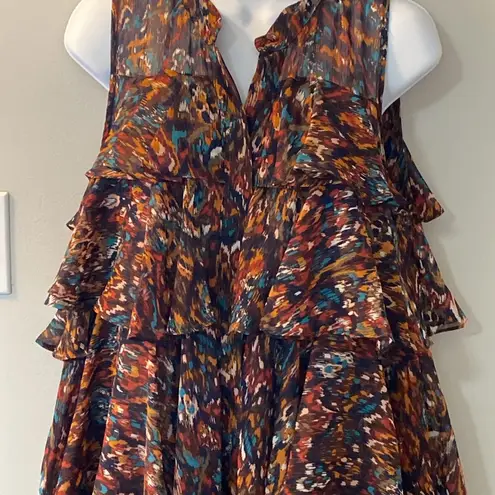 MISA Los Angeles Emogene chiffon dress in Peacock abstract pattern size x-small - Image 6