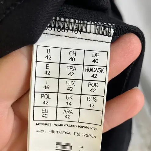 Promod Black Pencil Skirt Women's Size 42 EU Belted Midi Career Office Classic Black