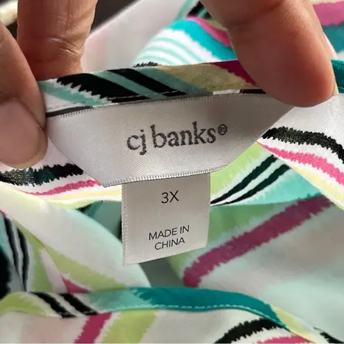 cj banks  | Striped Short Sleeve Blouse Sz 3X