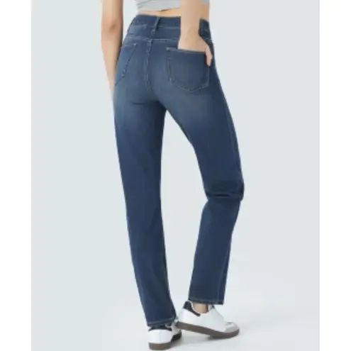 Halara Flex High-Waisted Pockets Straight Leg Washed Casual Jean Size Small