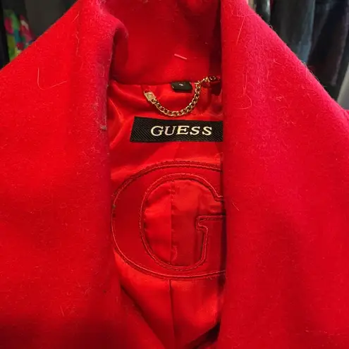 Guess  Red Coat with Black buttons and Black Belt Size Small