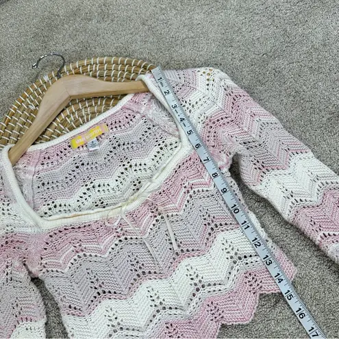 Urban Outfitters  Women’s Blaire Crochet Square Neck Sweater Cropped in Pink S