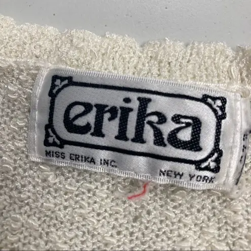 Erika , Women’s Ivory, Beaded Top,XS, 3/4 length sleeves, jewel neckline